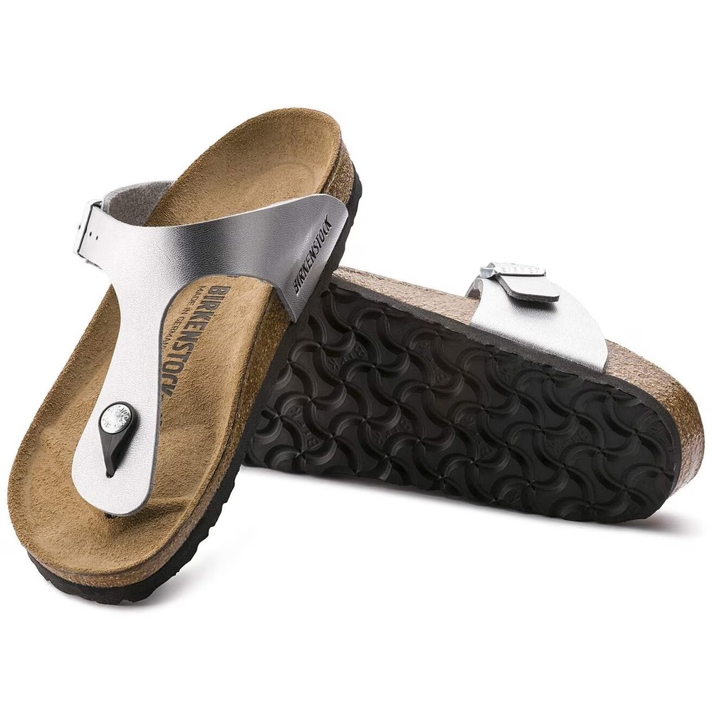 BIRKENSTOCK Gizeh Birko-Flor Metallic Silver Birko Flor Womens Size EU‎ 36 US 5